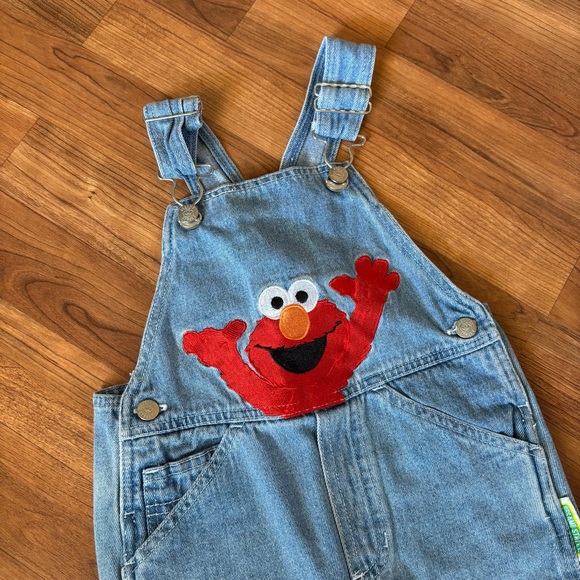 Vintage Sesame Street Elmo Overalls Dungarees Size 3T - Picture 1 of 4